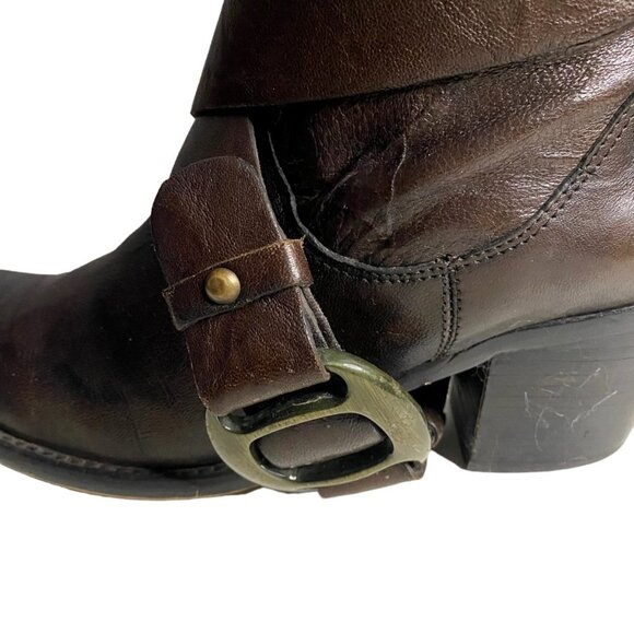 Arnold Churgin Women's Dark Brown Knee-High Slouchy Heel Boots - Picture 3 of 9